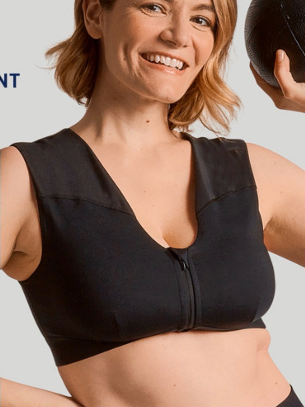 Tommie Copper Front-Zip Support Bra in Black
